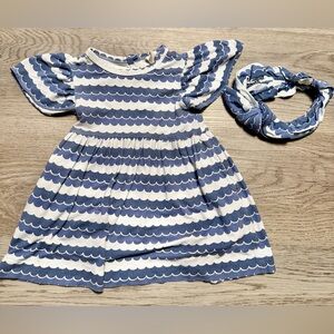 Kate Quinn Colette Sea Water Dress and Topknot Headband 7-12 Months Nautical Sea